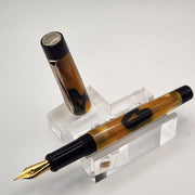 “Bexley Amber & Black” - Mercury Convertible Pocket Fountain Pen / Rollerball with clip - DaveDollarCustomPens