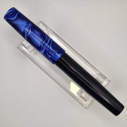 "Blue with White Swirl" and Black Ebonite - Liberty Fountain Pen - 8 Nib - DaveDollarCustomPens