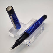 “Blue with White Swirl” - Mercury Convertible Pocket Fountain Pen / Rollerball with clip - DaveDollarCustomPens