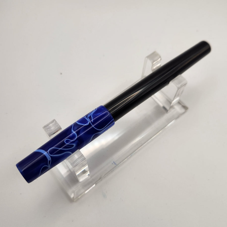 "Blue with White Whirl" - Mercury Convertible Fountain Pen / Rollerball - DaveDollarCustomPens