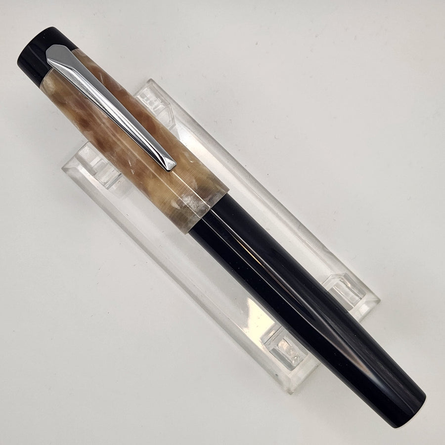 "Conway Opal" and Black Acrylic - Liberty Fountain Pen - 8 Nib with clip - DaveDollarCustomPens