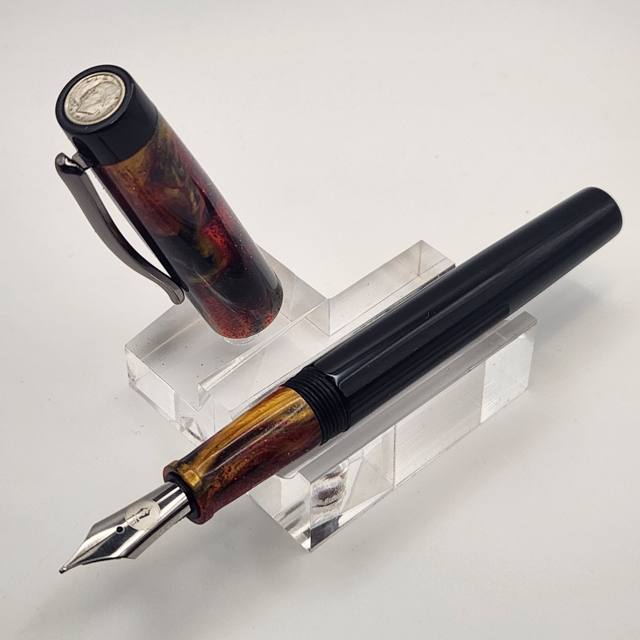"Fawkes Tail" - IKE Fountain Pen with clip - DaveDollarCustomPens