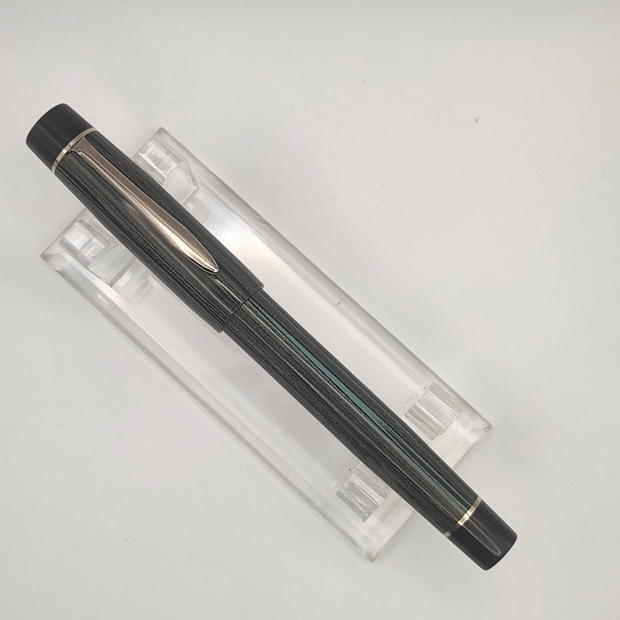 "Pale Green & Black" - Mercury Convertible Pocket Fountain Pen / Rollerball with clip - DaveDollarCustomPens