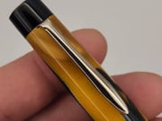 “Bexley Amber & Black” - Mercury Convertible Pocket Fountain Pen / Rollerball with clip