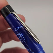 “Blue with White Swirl” - Mercury Convertible Pocket Fountain Pen / Rollerball with clip