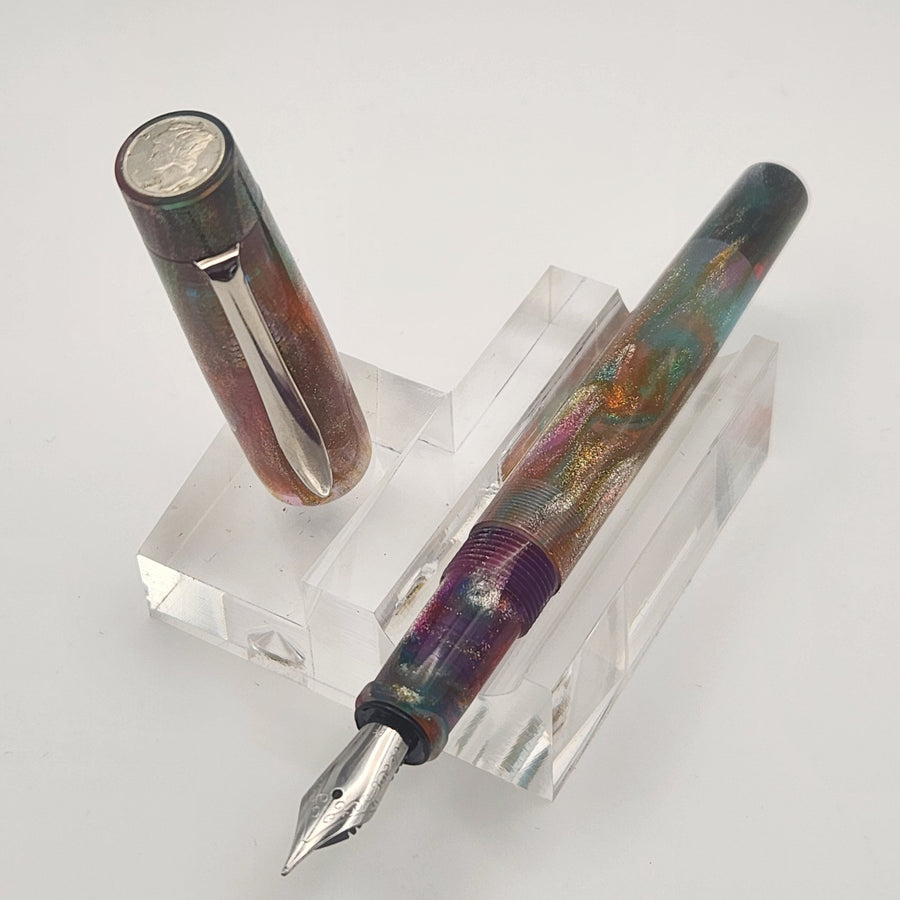 “Primary Manipulation 5" - Mercury Convertible Pocket Fountain Pen / Rollerball with clip - DaveDollarCustomPens