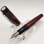 "Strawberry & Black Ebonite" - Liberty Fountain Pen with Clip #8 Nib - DaveDollarCustomPens