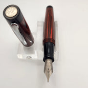 "Strawberry & Black Ebonite" - Liberty Fountain Pen with Clip #8 Nib - DaveDollarCustomPens