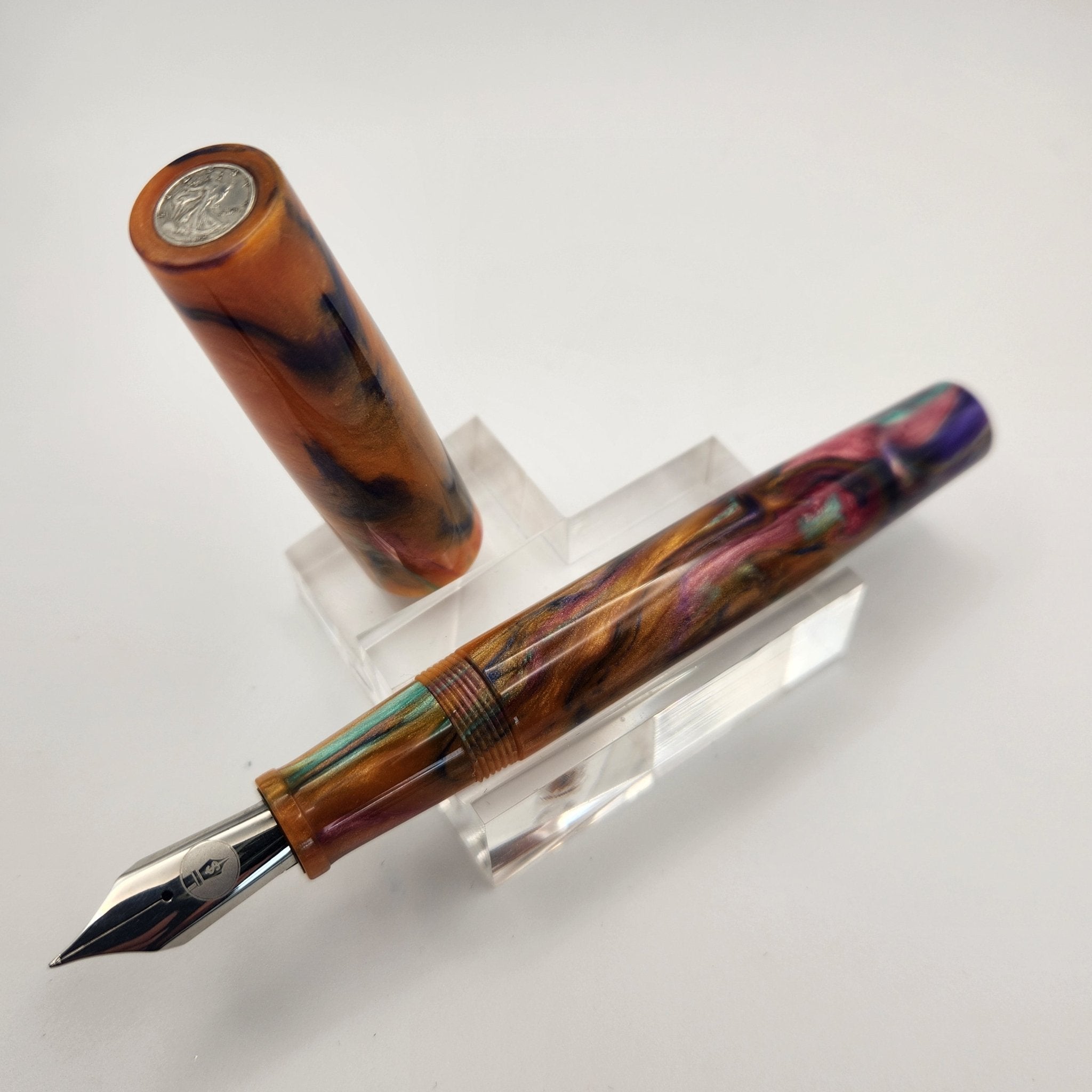 "Tangerine Sister" - Liberty Fountain Pen - 8 Nib - DaveDollarCustomPens