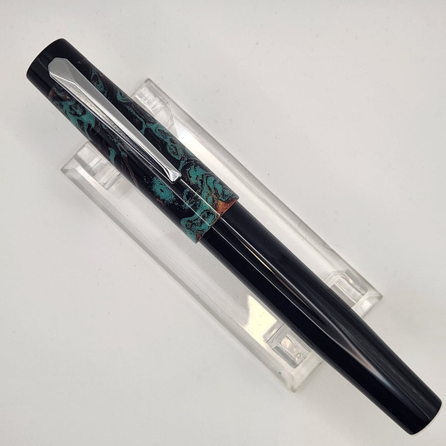 "Teal & Copper" and Black Acrylic - Liberty Fountain Pen - 8 Nib with clip - DaveDollarCustomPens