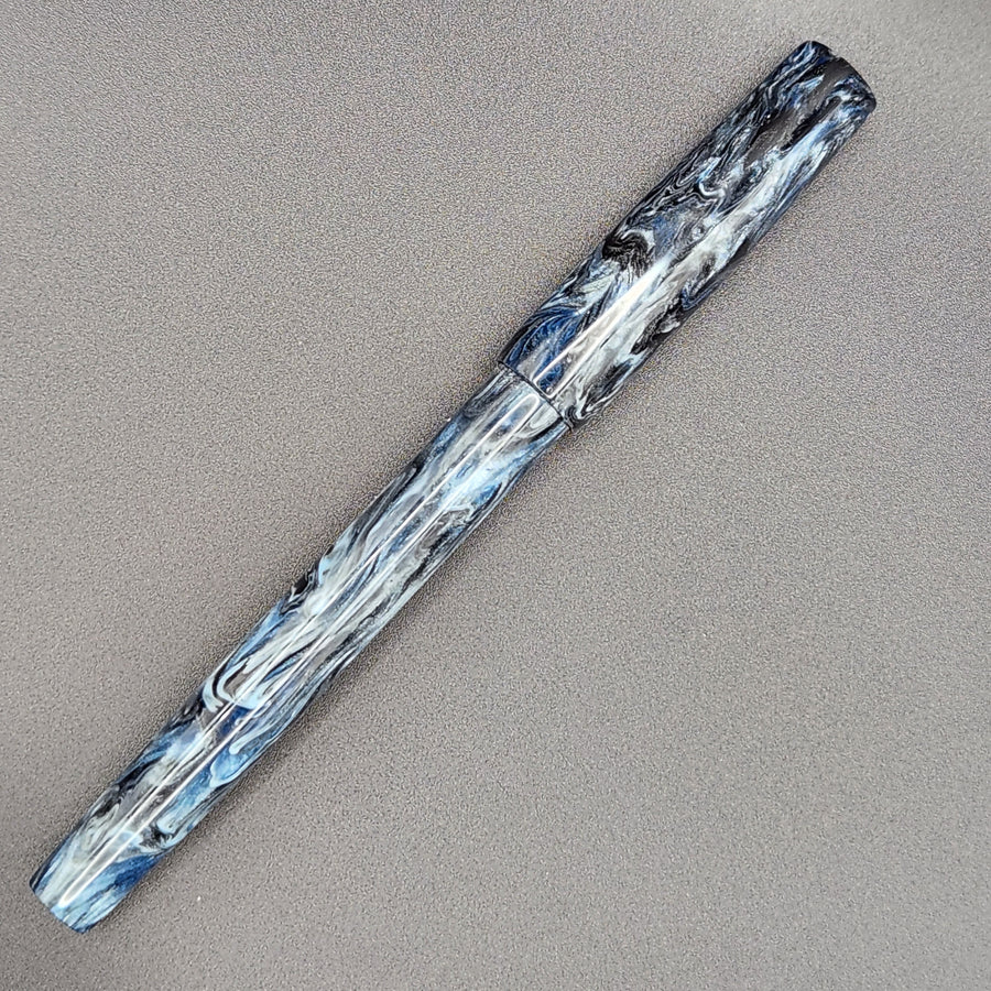 Long Mercury Pocket Fountain Pen - “Blue Swirl”