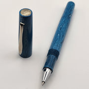 Long Mercury Pocket Fountain Pen - Blue Swirl Juma - clip