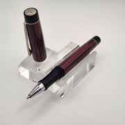 "Strawberry & Black Ebonite" - Mercury Pocket Fountain Pen with clip