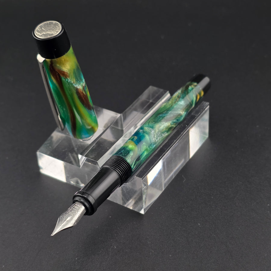 Mercury Pocket Fountain Pen - Belize Cenote with clip