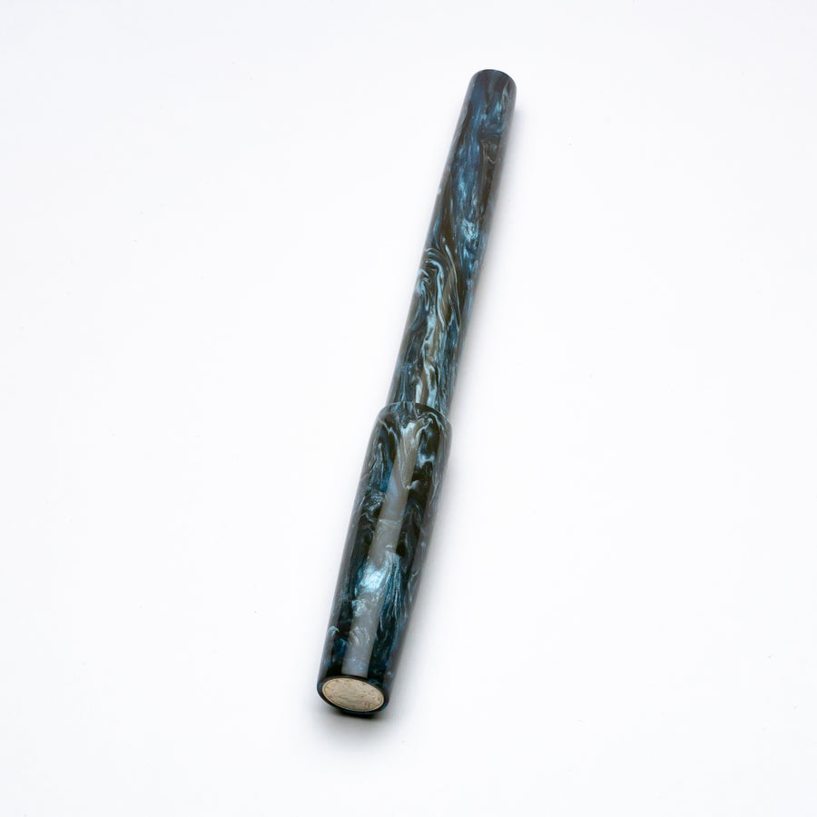Long Mercury Pocket Fountain Pen - Blue Swirl Diamondcast