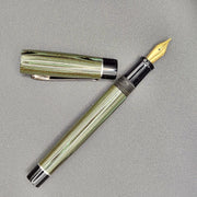 Mercury Pocket Fountain Pen - Green 8-swirl Ebonite with clip