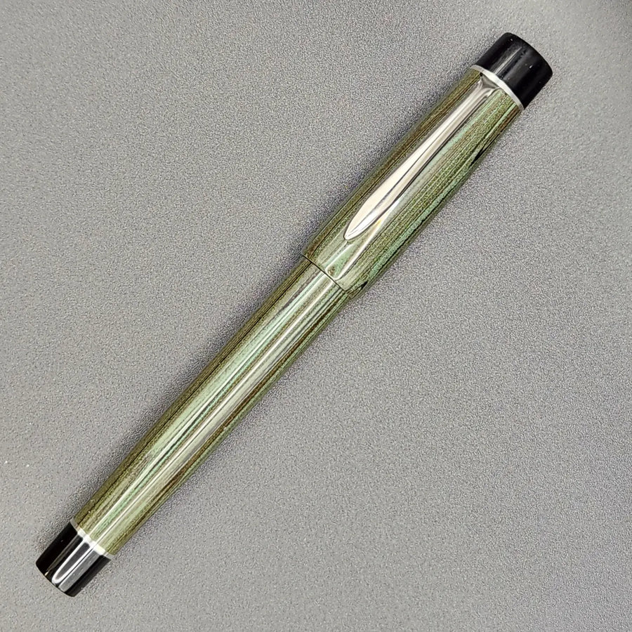 Mercury Pocket Fountain Pen - Green 8-swirl Ebonite with clip