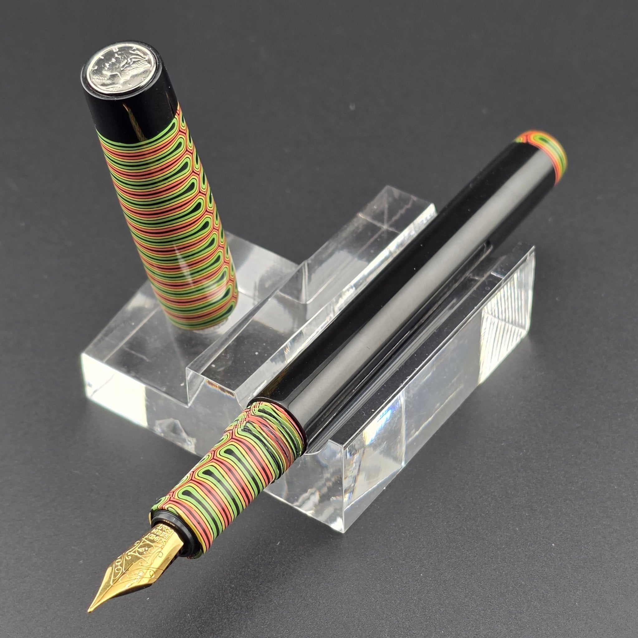 Anton 642 - Mercury Convertible Fountain Pen / Rollerball - Handmade and Black Ebonite - DaveDollarCustomPens