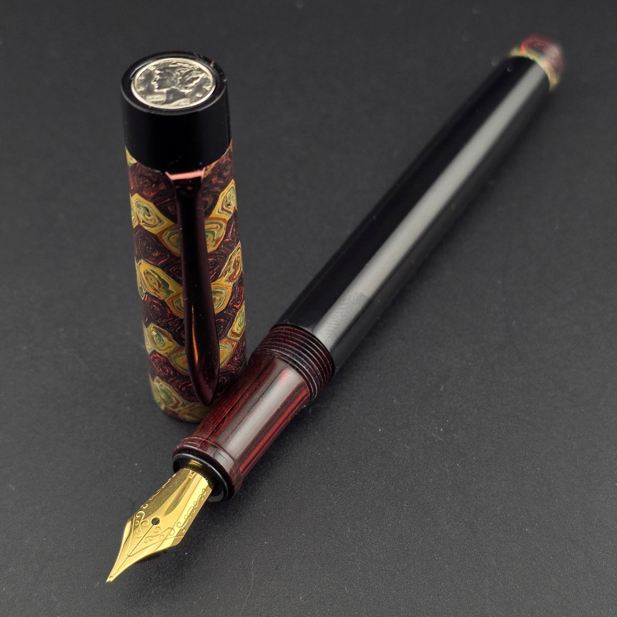 Anton 649 - Mercury Convertible Fountain Pen / Rollerball - Handmade Ebonite with clip - DaveDollarCustomPens