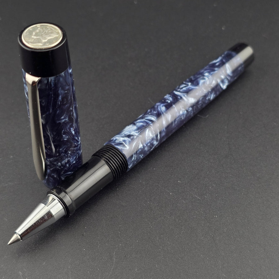 “Bexley Blue” - Mercury Convertible Pocket Fountain Pen / Rollerball with clip - DaveDollarCustomPens