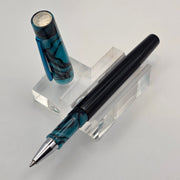 "Blue and Black Acrylic and Black Ebonite" - Mercury Convertible Fountain Pen / Rollerball - DaveDollarCustomPens