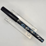 "Blue & Silver Crushed Cellulose Acetate" - Mercury Convertible Fountain Pen / Rollerball - DaveDollarCustomPens