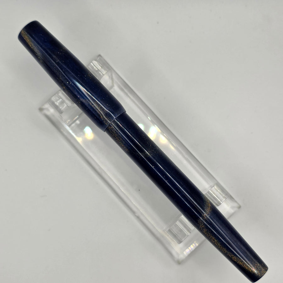 "Blue with Gold Ribbons" - Fude Freedom fountain pen body - DaveDollarCustomPens