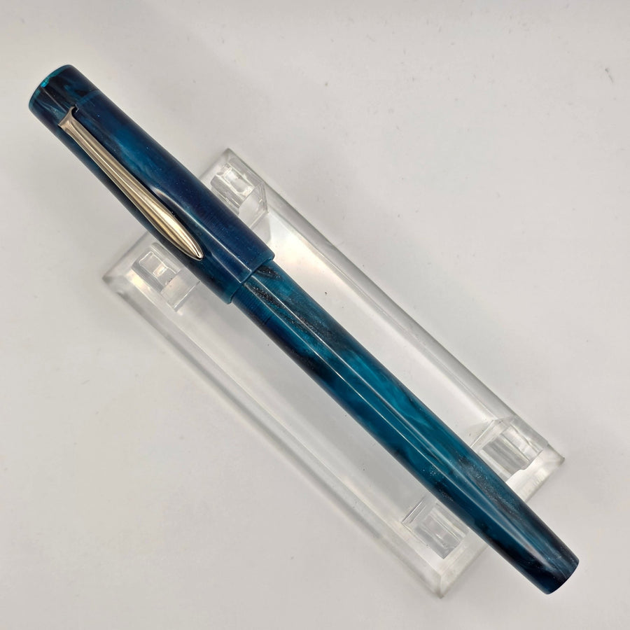 “Brooks one - off Blue" - Mercury Convertible Pocket Fountain Pen / Rollerball with clip - DaveDollarCustomPens