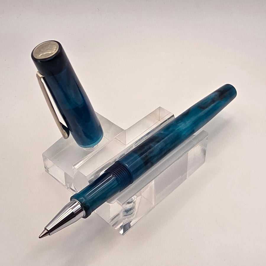 “Brooks one - off Blue" - Mercury Convertible Pocket Fountain Pen / Rollerball with clip - DaveDollarCustomPens