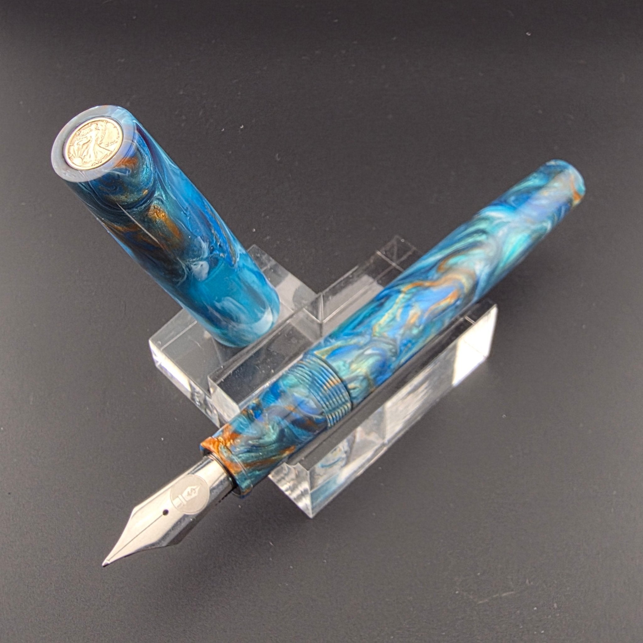 "Caribbean Gold" - Liberty Fountain Pen - #8 Nib - DaveDollarCustomPens