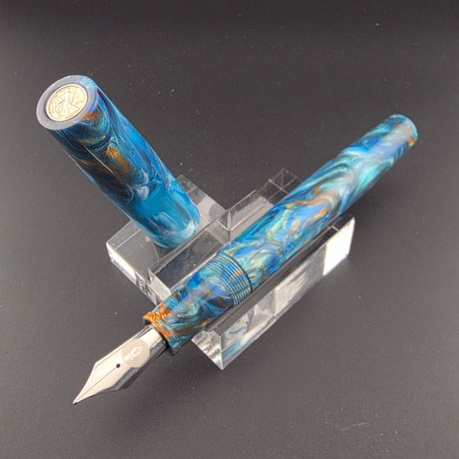 "Caribbean Gold" - Liberty Fountain Pen - #8 Nib - DaveDollarCustomPens