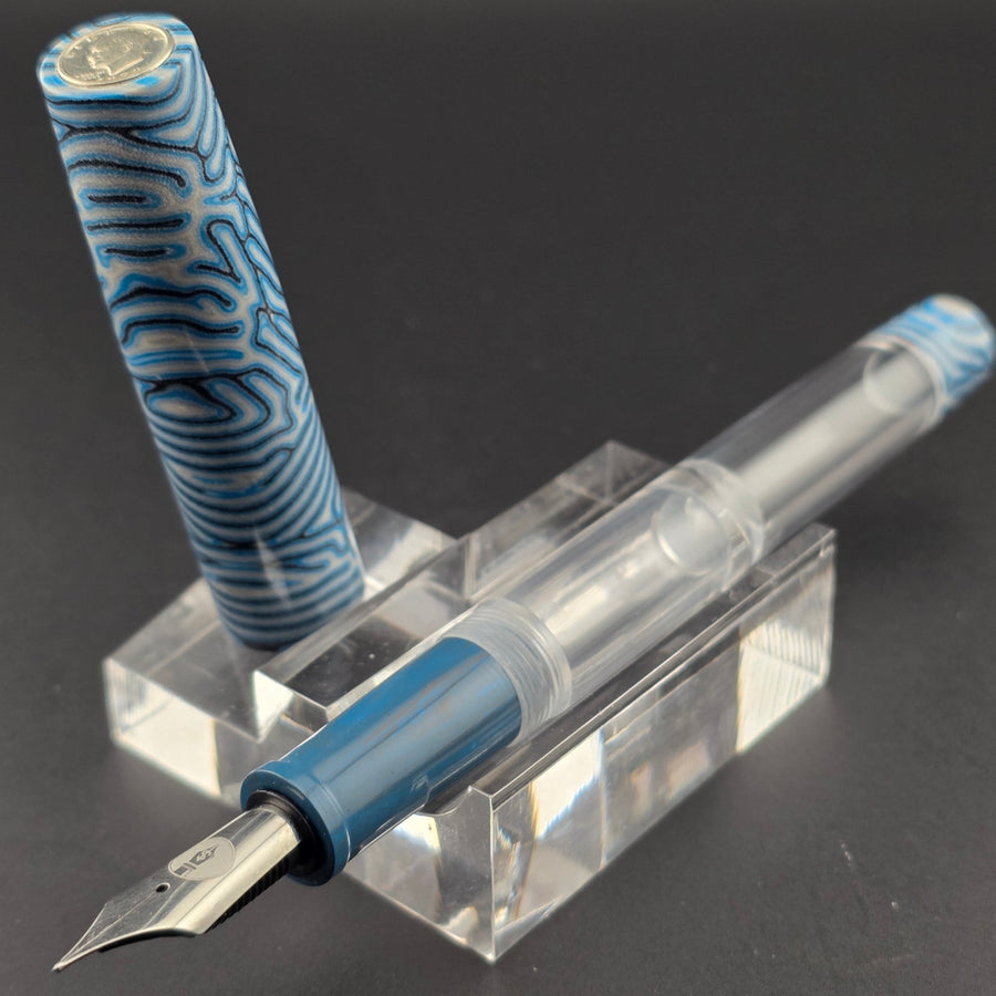 Crazy-Fiber "Blue Lagoon" IKE Display-Dropper Fountain Pen - DaveDollarCustomPens