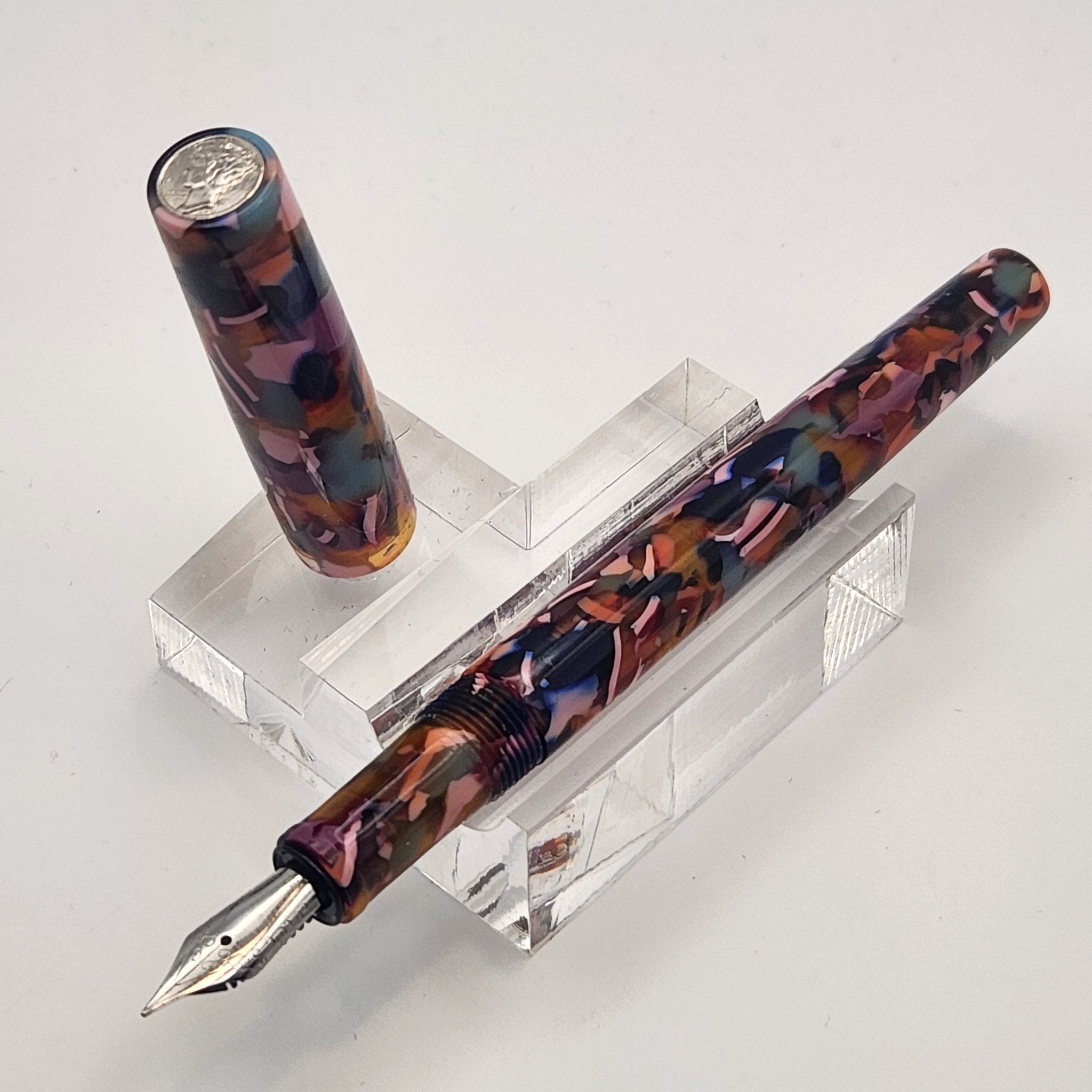 “Dazzle" Cellulose Acetate - Mercury Convertible Fountain Pen / Rollerball - DaveDollarCustomPens