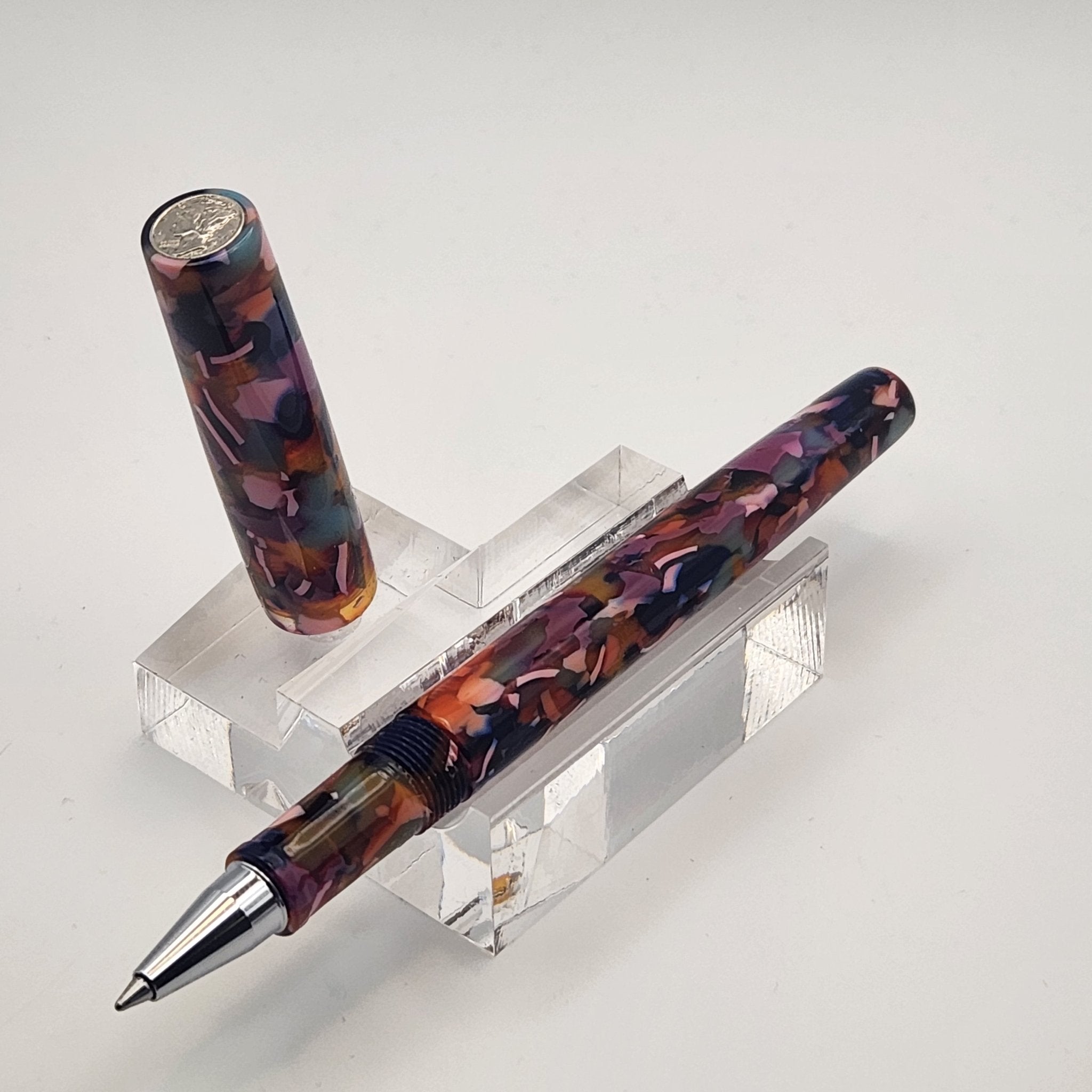“Dazzle" Cellulose Acetate - Mercury Convertible Fountain Pen / Rollerball - DaveDollarCustomPens