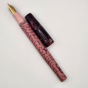 Fude Freedom fountain pen body "Pink Coral and Merlot" - DaveDollarCustomPens