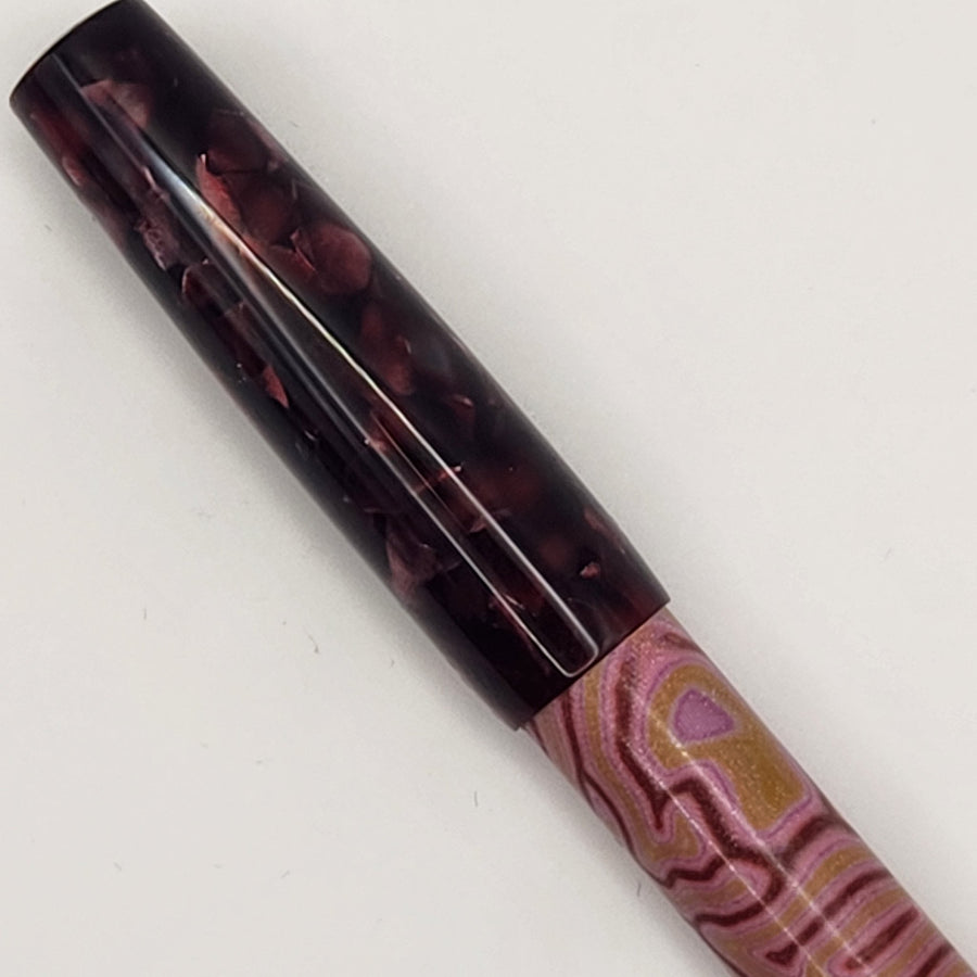 Fude Freedom fountain pen body "Pink Coral and Merlot" - DaveDollarCustomPens