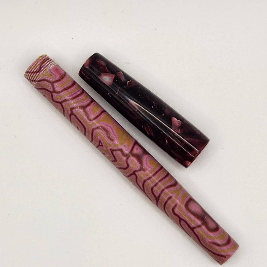 Fude Freedom fountain pen body "Pink Coral and Merlot" - DaveDollarCustomPens