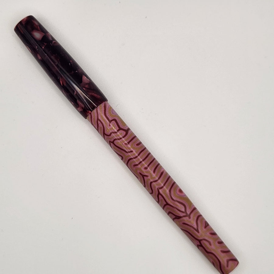 Fude Freedom fountain pen body "Pink Coral and Merlot" - DaveDollarCustomPens