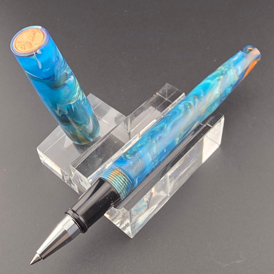 "Golden Azure" - Freedom Convertible Fountain Pen - DaveDollarCustomPens