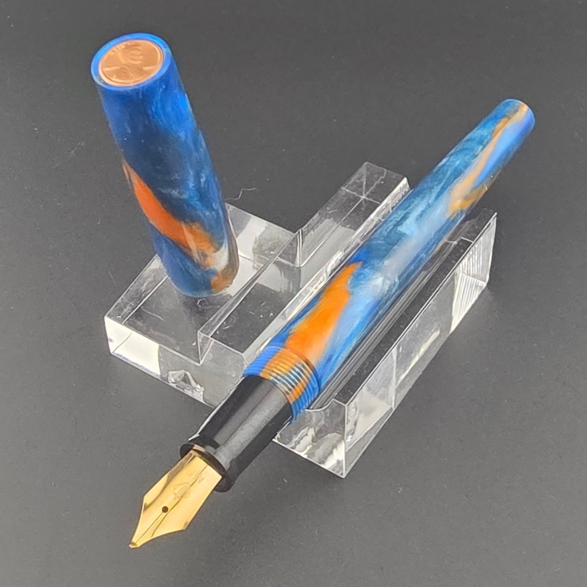 "Golden Azure" - Freedom Convertible Fountain Pen - DaveDollarCustomPens
