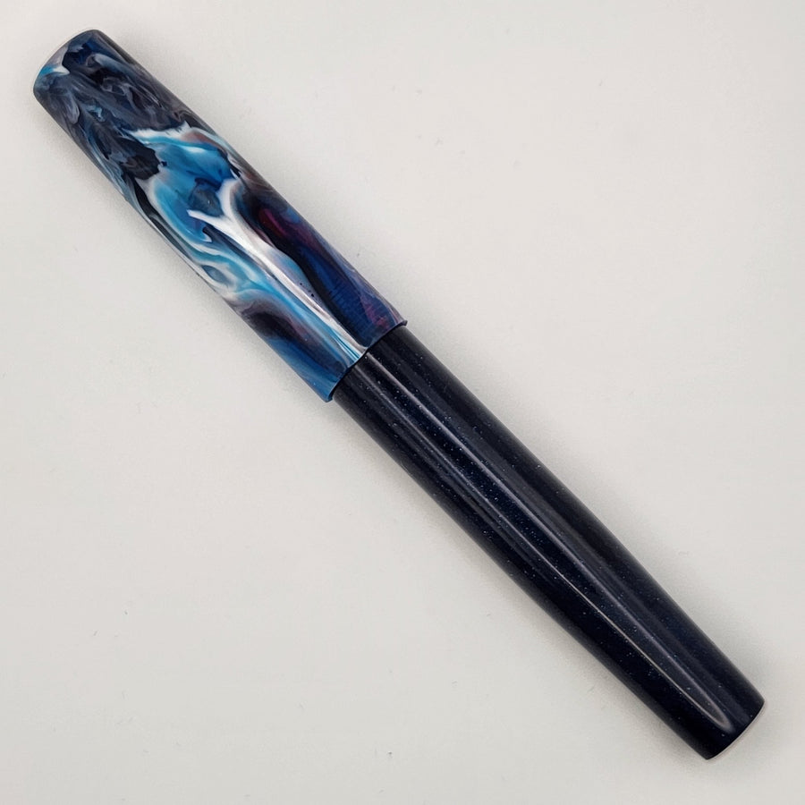 Liberty Fountain Pen - Bohemian Rose Koi and Metallic Saphire - DaveDollarCustomPens