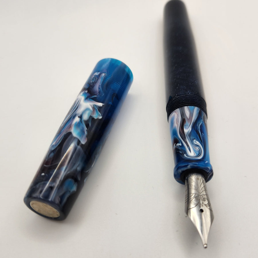 Liberty Fountain Pen - Bohemian Rose Koi and Metallic Saphire - DaveDollarCustomPens