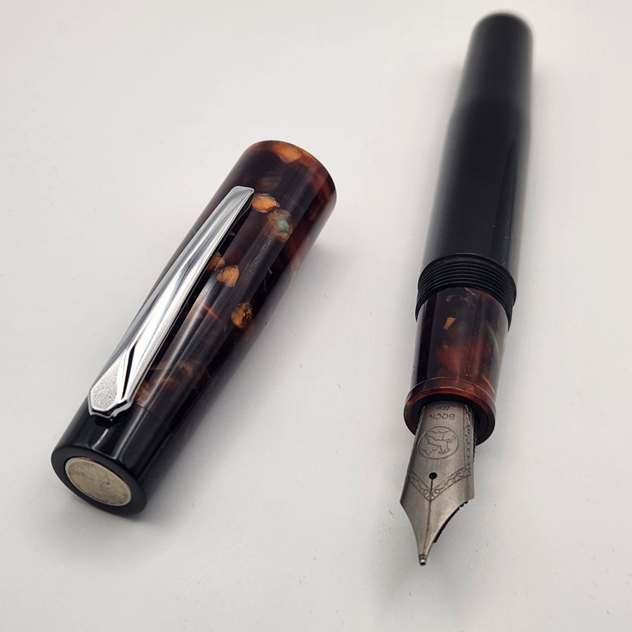 Liberty Fountain Pen - "Classic Brown" and Black Ebonite #8 Nib - DaveDollarCustomPens