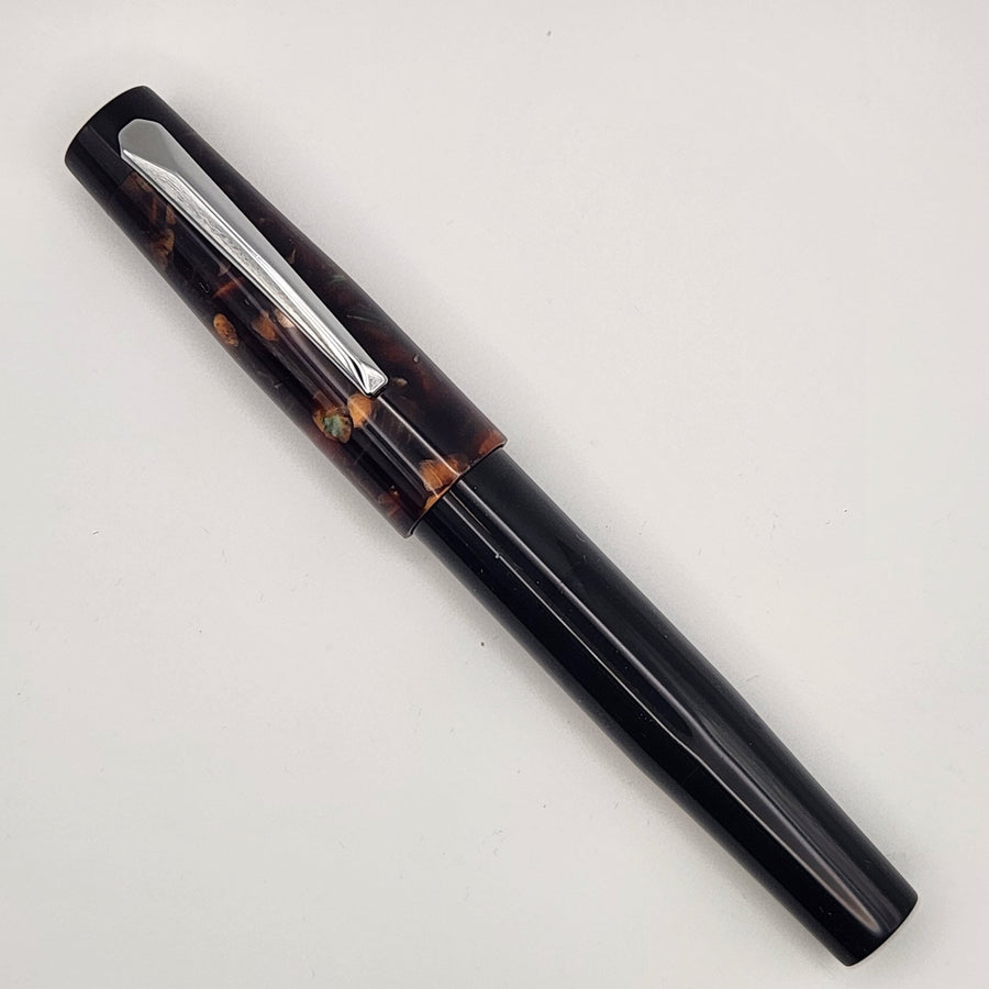 Liberty Fountain Pen - "Classic Brown" and Black Ebonite #8 Nib - DaveDollarCustomPens