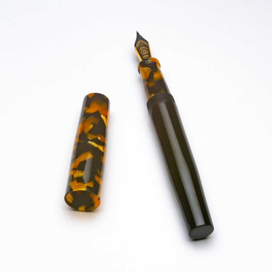 Liberty Fountain Pen - Honey Noir Cellulose Acetate and Ebonite - DaveDollarCustomPens