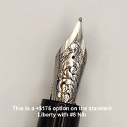 Liberty Fountain Pen - Pale Green & Black Ebonite with Clip and #8 Nib - DaveDollarCustomPens