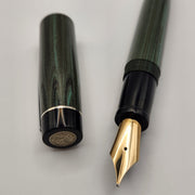 Liberty Fountain Pen - Pale Green & Black Ebonite with Clip and #8 Nib - DaveDollarCustomPens