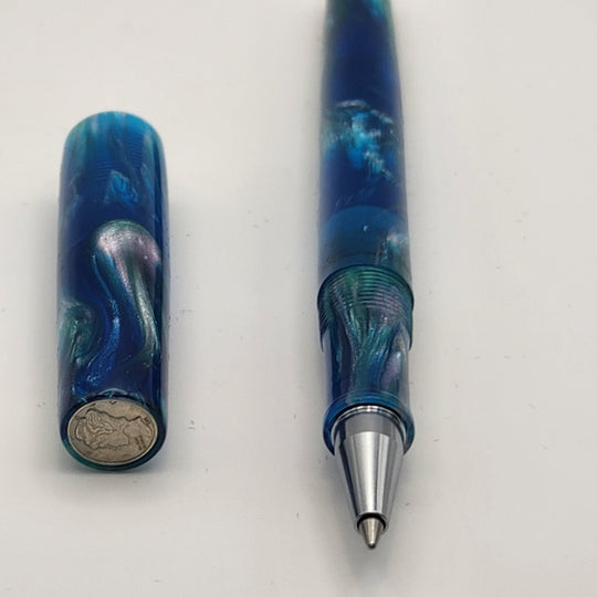 Long Mercury Pocket Fountain Pen - Cenote Test 1 - DaveDollarCustomPens