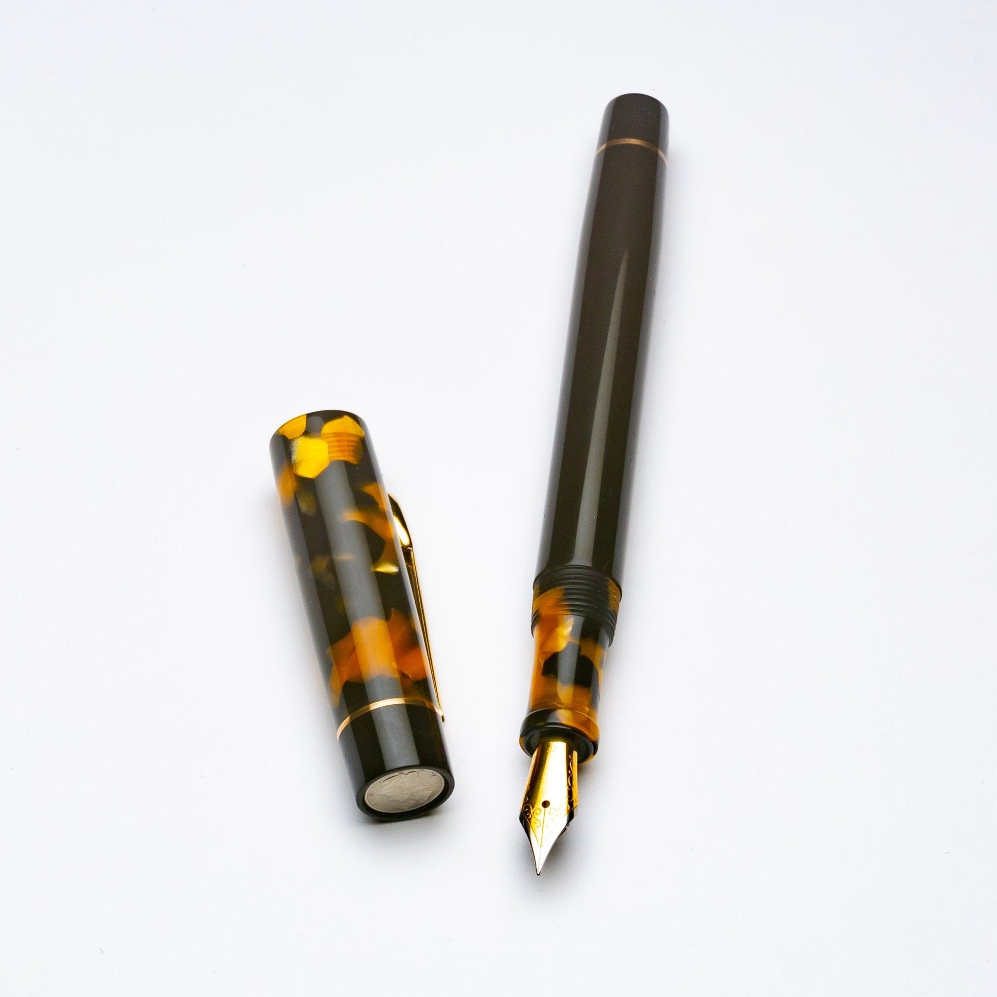 Mercury Convertible Fountain Pen / Rollerball - Conway Honey Noir and Ebonite with clip - DaveDollarCustomPens