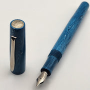 Mercury Convertible Pocket Fountain Pen / Rollerball - Blue Swirl Juma - clip - DaveDollarCustomPens